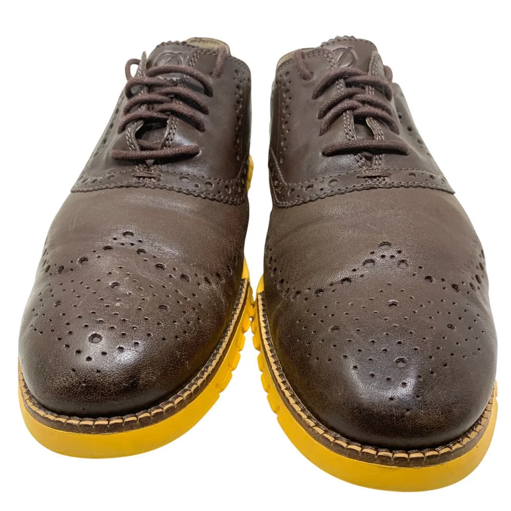Cole Haan Zerogrand Brown Leather Wingtip Brogue Oxfords Sz 9.5 Shoes C31168